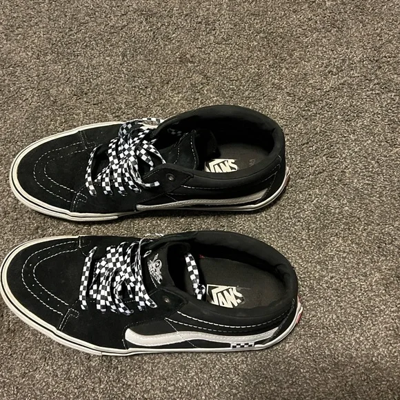 Black and White Vans Sk8 High-Top Sneakers - Picture 7 of 10